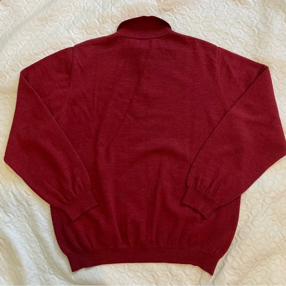 Valda by Toscano Sweater Men’s 100% Merino Wool Collared Red Large Italian Cozy - Picture 5 of 7